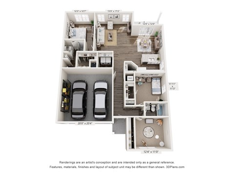 Floor plan for 3 beds, 2 baths, 1451 sqft